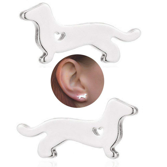 FTA Dachshund Stud Heart Earrings: Dog Mom Gifts, Cute Dachshund Gifts for Women