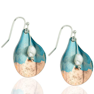 Soul Statement Bohemian Pearl Bronze Shell Dangle Earrings