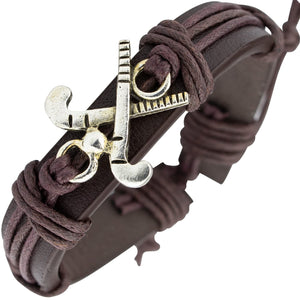 Sports Leather Wrap Bracelets for Men Teen Soccer Football Charm Bracelet (Hockey)