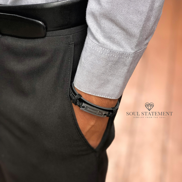 Cross Leather Bracelet for Men: Confirmation Gifts for Teenage Boys or First Communion