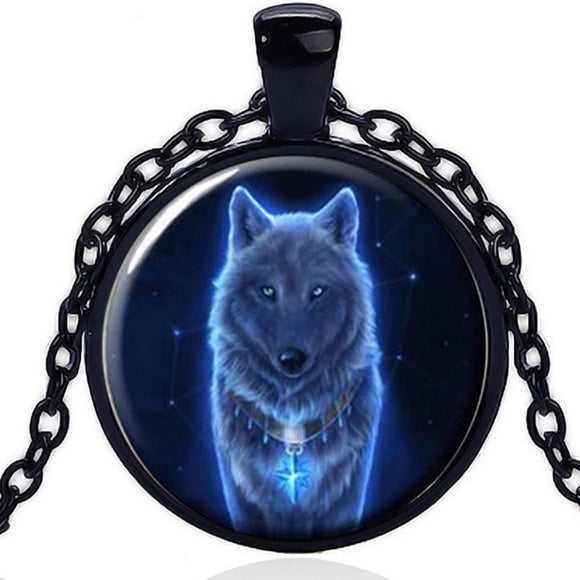 Soul Statement Wolf Charm Necklace Glowing Eyes Halloween Chain Pendant Unique Gifts (Wolf Full Body)