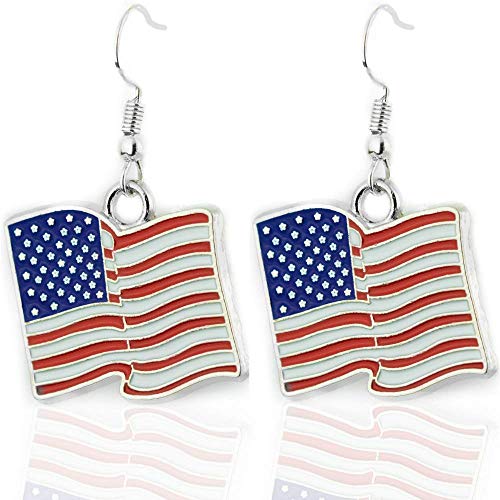 Soul Statement American Flag Dangle Earrings Patriotic Accessories for Women Girls 4th of July Earring Set (American Flag Dangle)